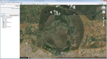 Google Earth aberto, mostrando a região da Flona, em Brasília (Clique para ampliar)