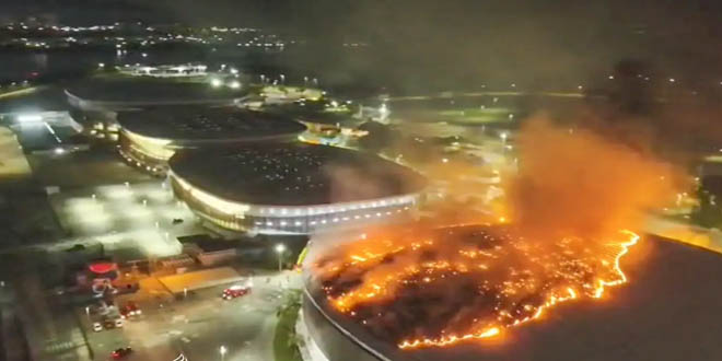 ncêndio atinge Velódromo do Parque Olímpico no Rio